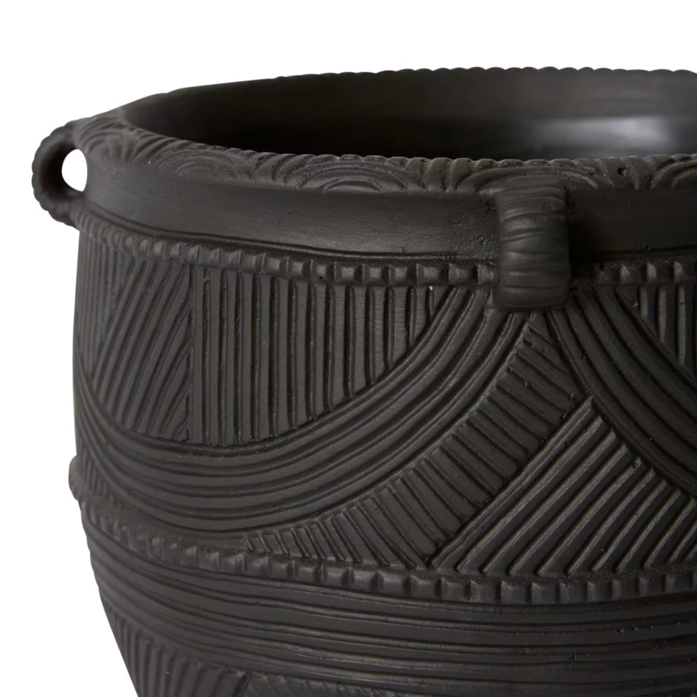 Cement Izaak Planter Pot - Black - Available in 2 Sizes