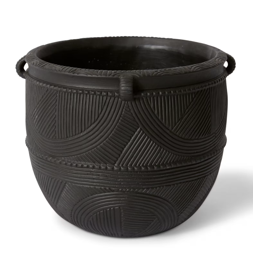 Cement Izaak Planter Pot - Black - Available in 2 Sizes