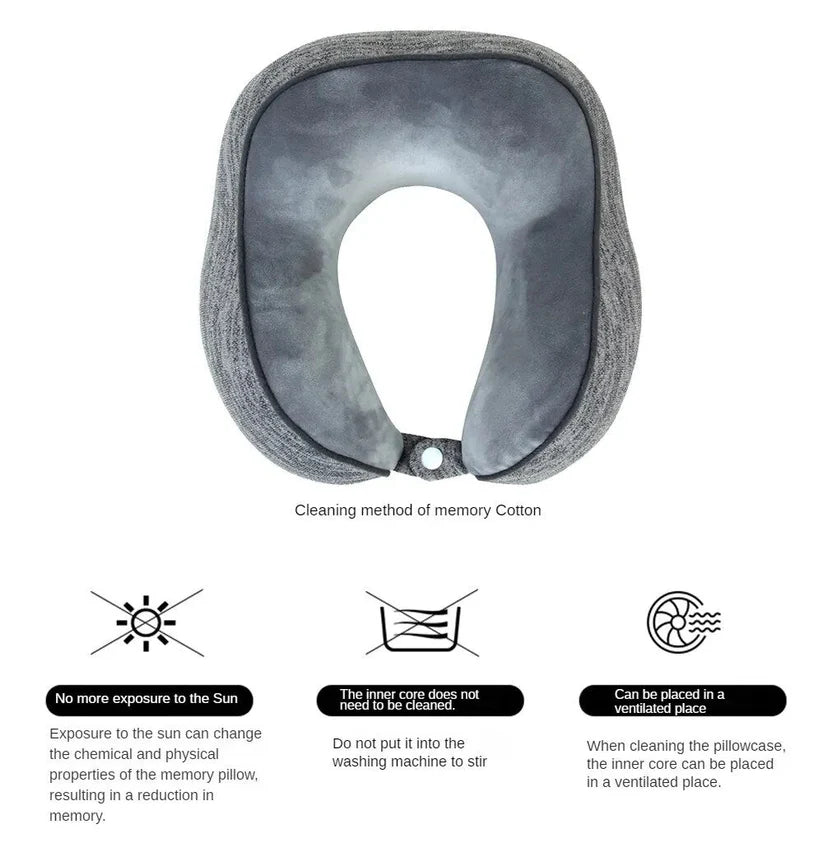 Cervical Spine U-Shaped Neck Pillow - Light Grey - 30x25cms