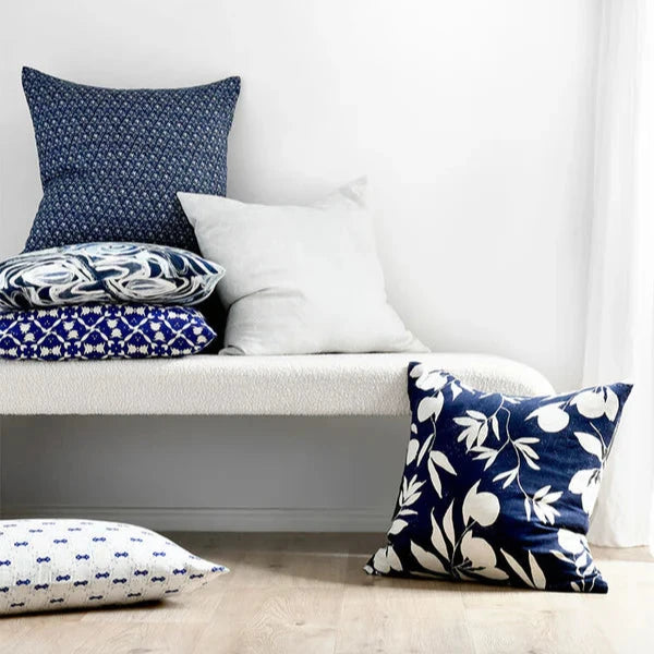 Chameleon Navy Linen Cushion - 60x60cms