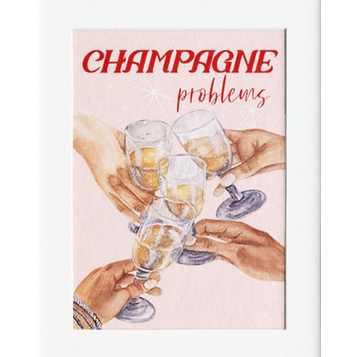 Champagne Problems Mounted Print Wall Decor - 40x50cms