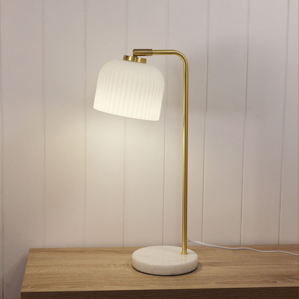 Charlotte Marble and Glass with Satin Brass Lamp