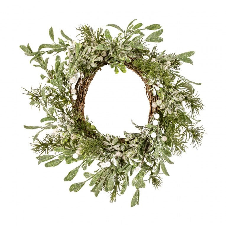 Charming Artificial White Berry Olive Leaves Wreath