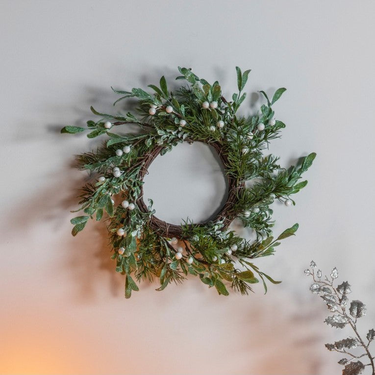 Charming Artificial White Berry Olive Leaves Wreath