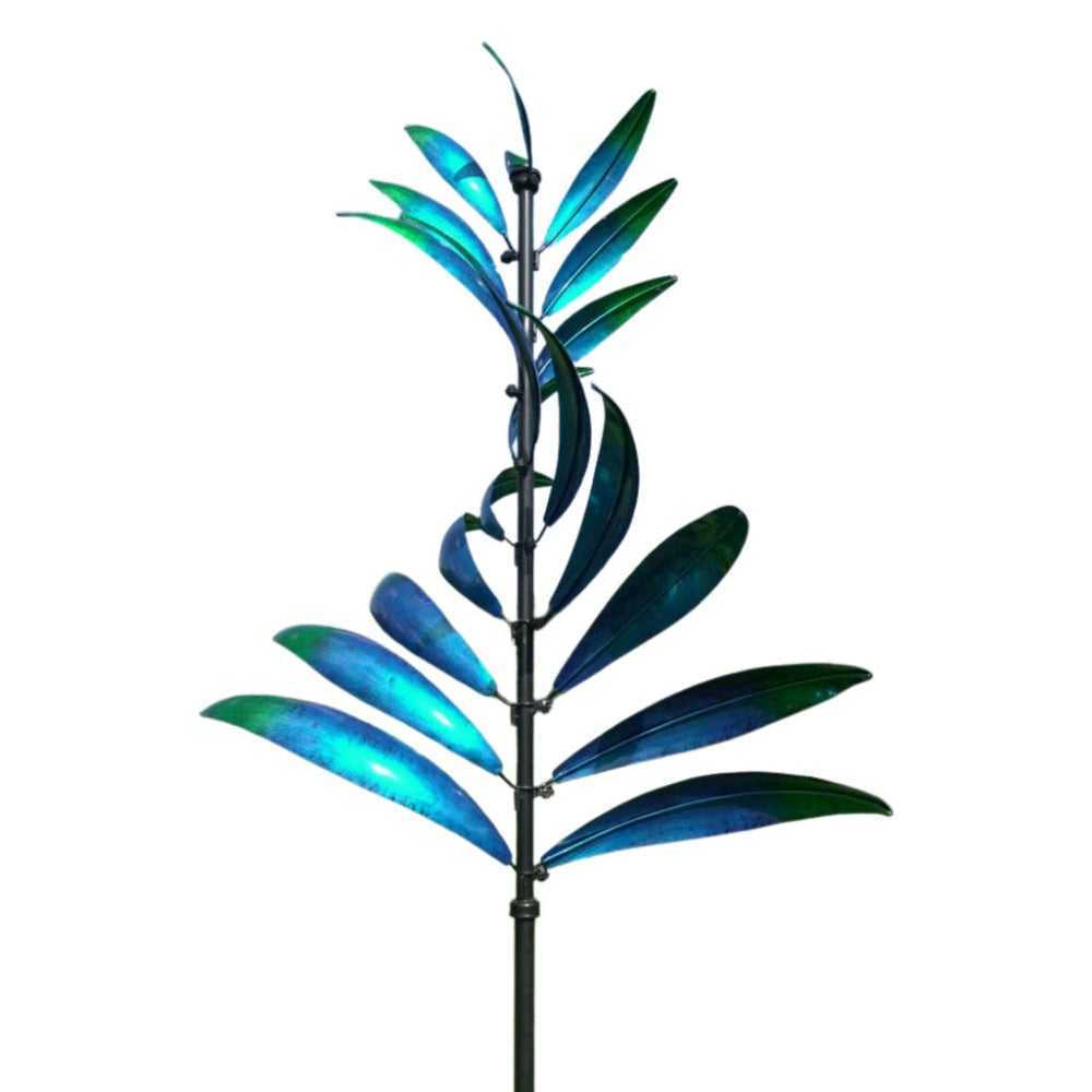 Charming Blue Feather Wind Spinner Decor