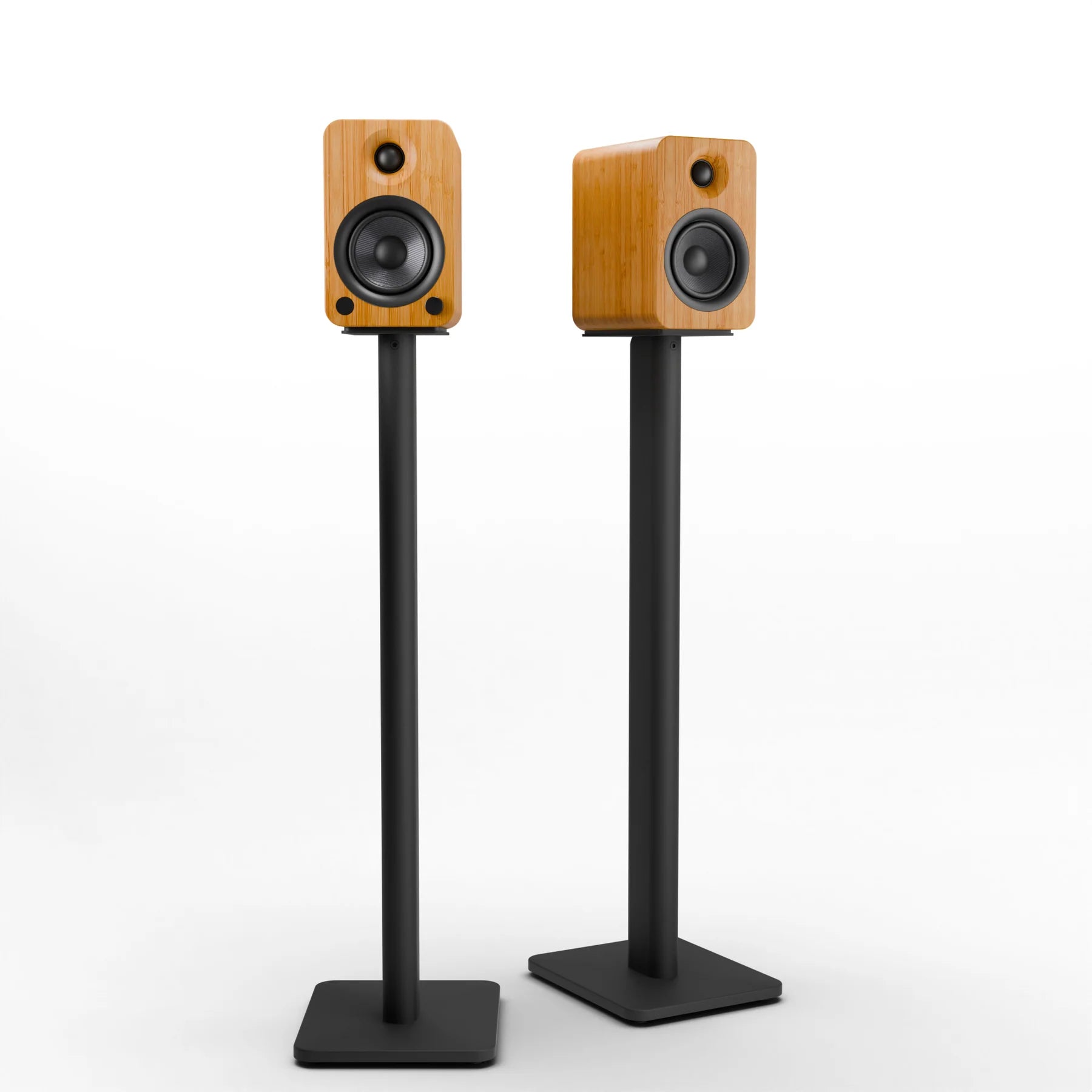 Charming Bookshelf Speakers Bluetooth Pair with Stand - Bamboo