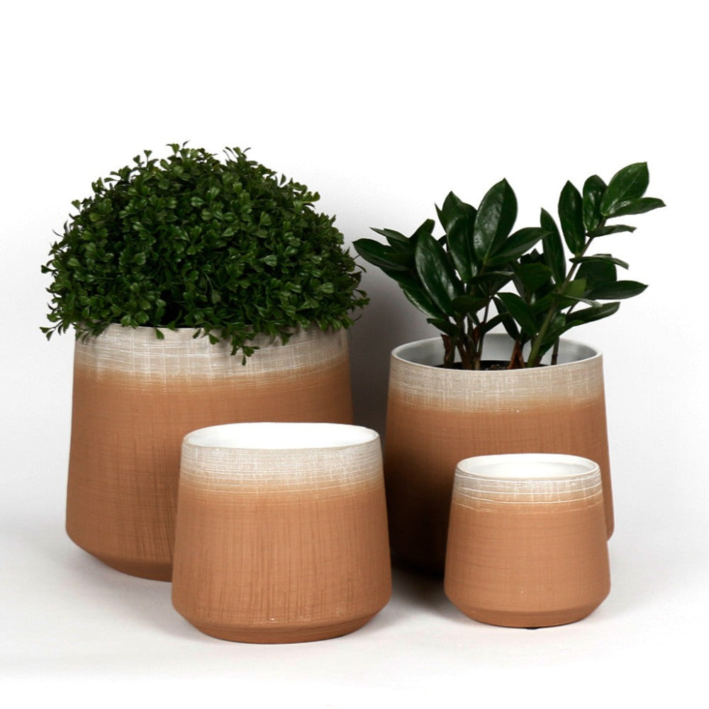 Charming Horizon Collection Pots - Latte Brown - Set of 4