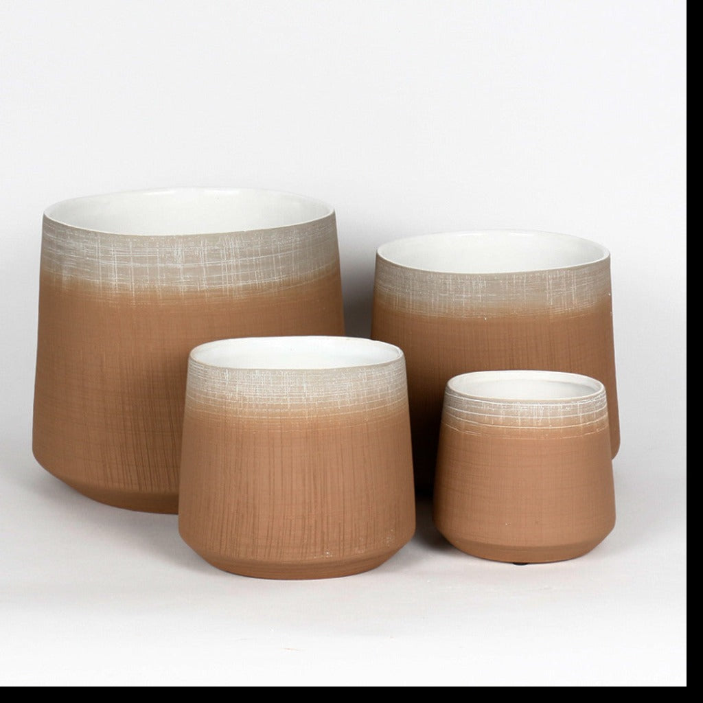 Charming Horizon Collection Pots - Latte Brown - Set of 4