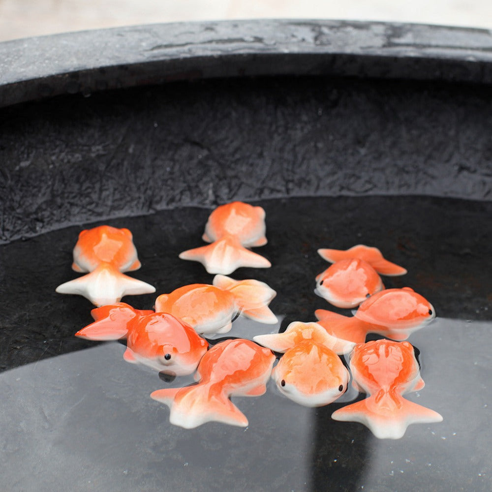 Charming Small Orange Goldfish Decor - Set of 6