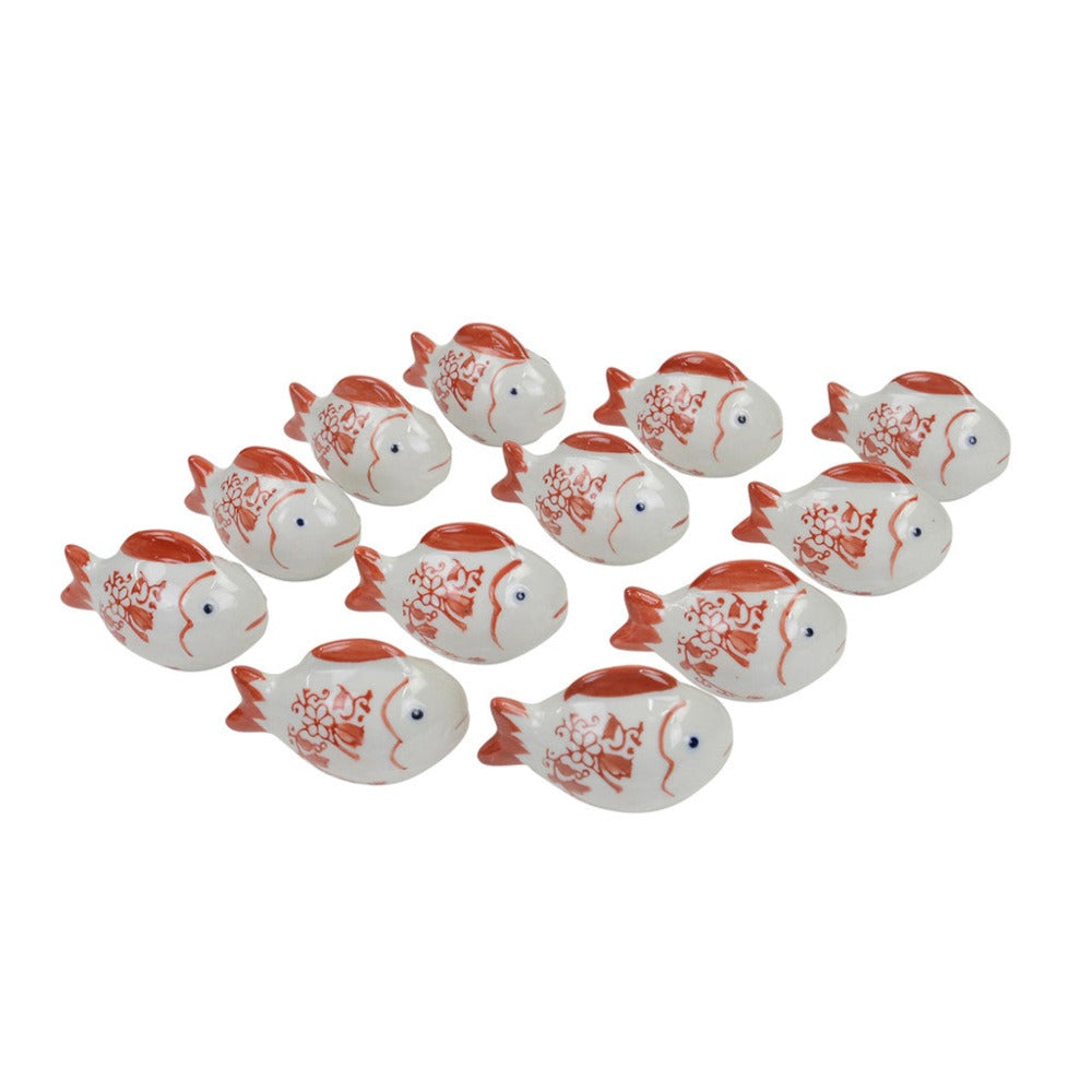 Charming Small Red and White Fish Decor - Set of 6