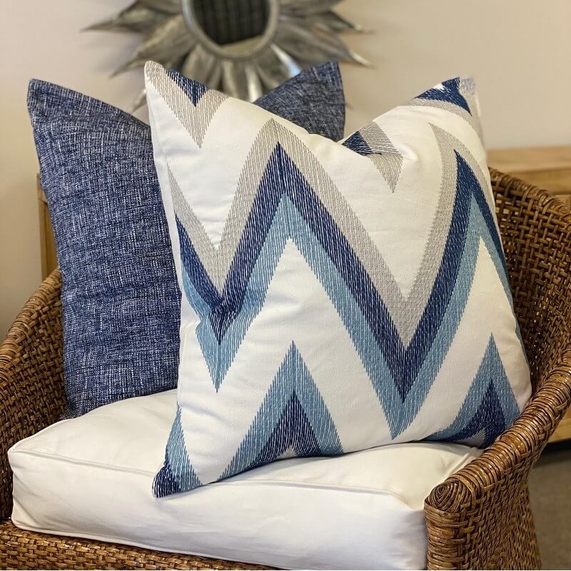 Chevron Pattern 55x55cm Cushion Cover - Blue