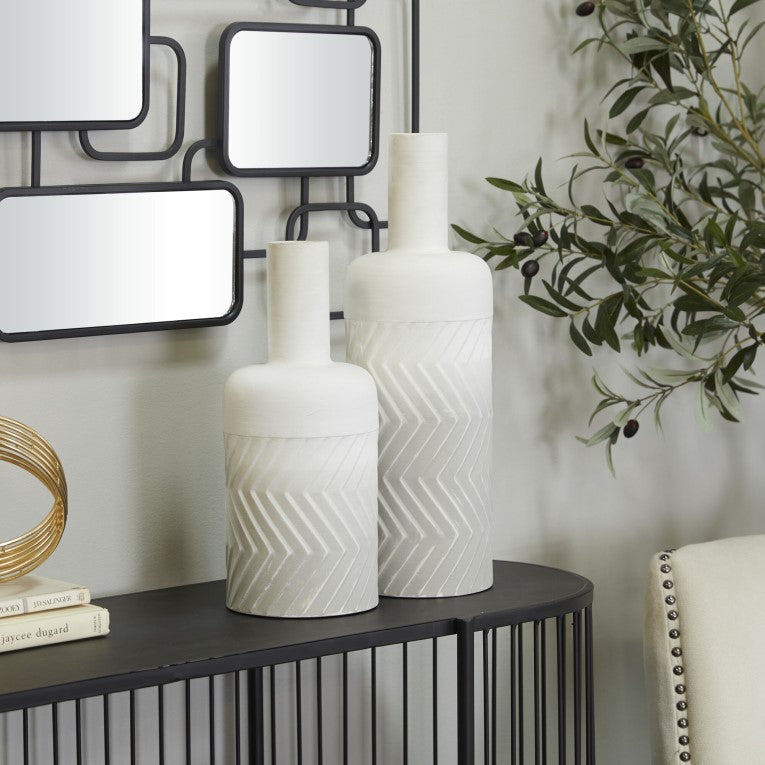 Chevron Style Metal Vase (Available in 2 Sizes)