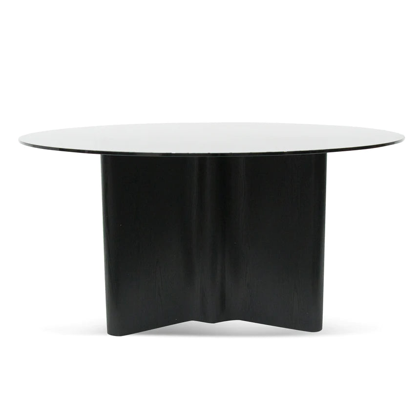 Chic Glass Round Dining Table 185cms - Black