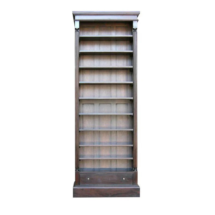 Chic Handcrafted Ten Shelf Open Bookcase - Weathered Oak