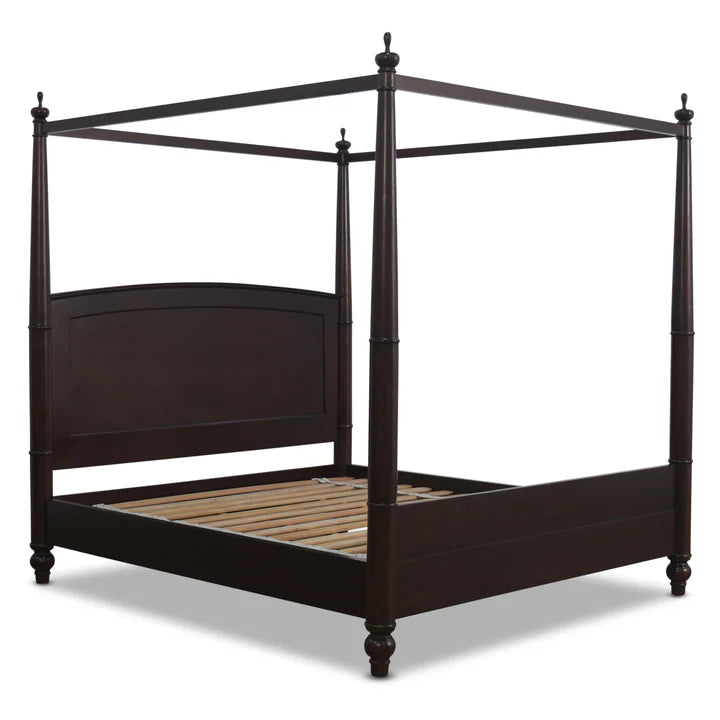 Chic Lismore Four Poster King Size Bed - Dark Mahogany