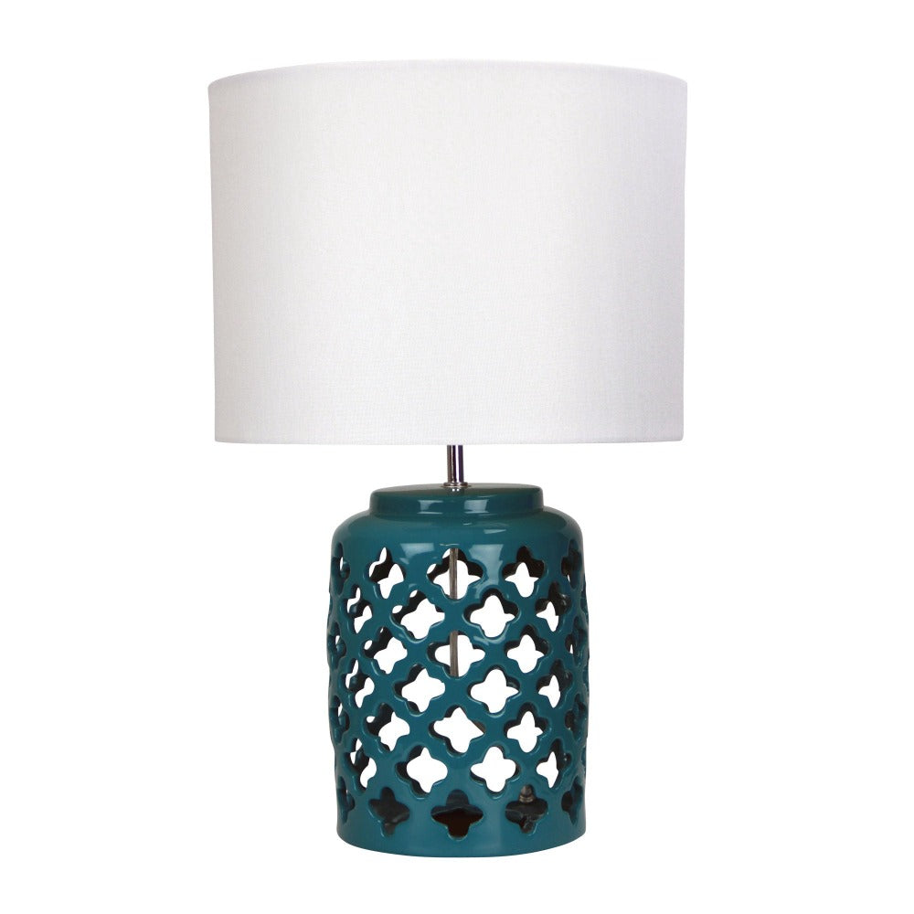 Chic Moorish Cut Teal Ceramic Lamp (Available in 2 Colors)