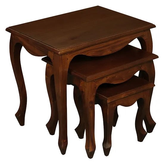 Chic Queen Ann Nest of Table (Set of 3) - Brown