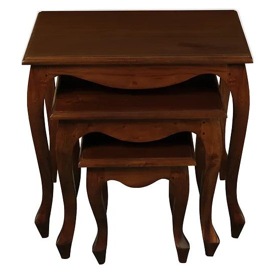 Chic Queen Ann Nest of Table (Set of 3) - Brown