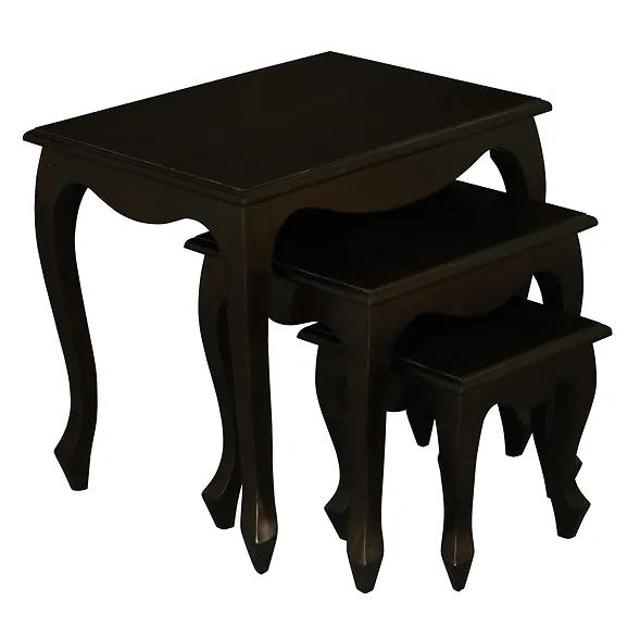 Chic Queen Ann Nest of Table (Set of 3) - Dark Brown