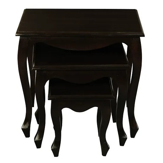 Chic Queen Ann Nest of Table (Set of 3) - Dark Brown