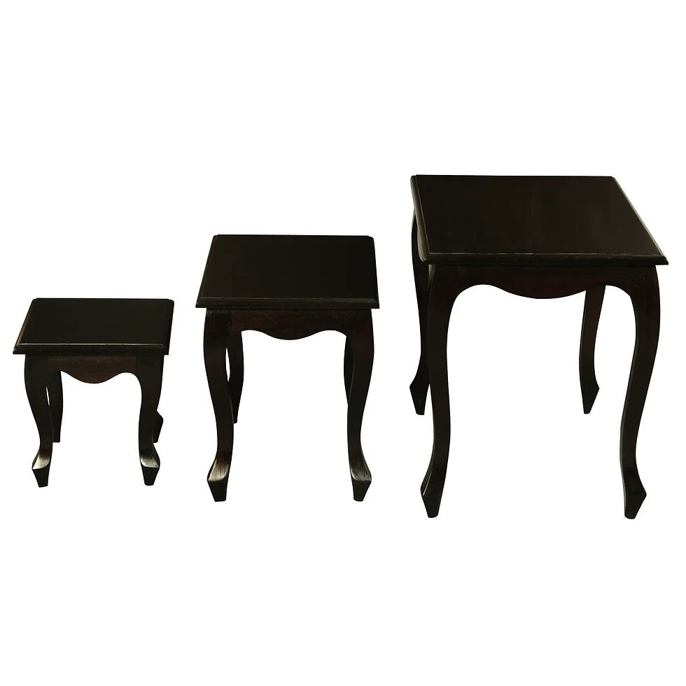 Chic Queen Ann Nest of Table (Set of 3) - Dark Brown