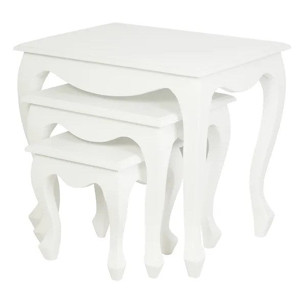 Chic Queen Ann Nest of Table (Set of 3) - White