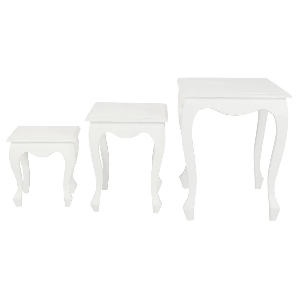 Chic Queen Ann Nest of Table (Set of 3) - White