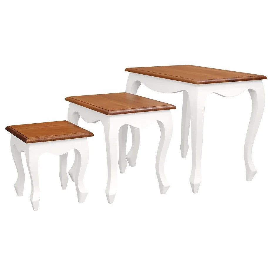 Chic Queen Ann Nest of Table (Set of 3) - White Caramel