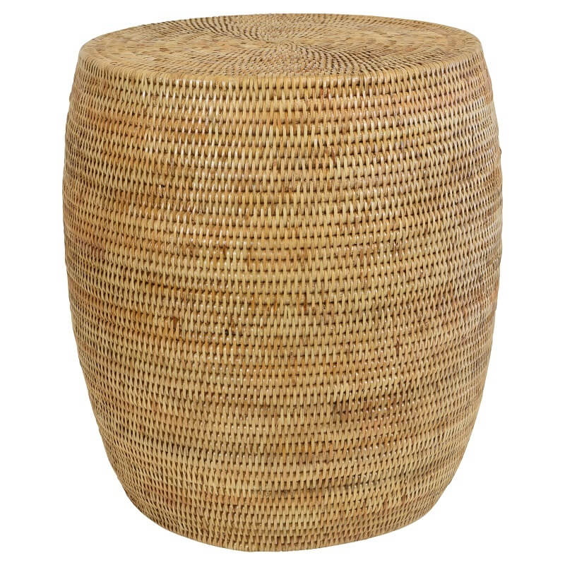 Chic Rattan Barrel Side Table - Natural