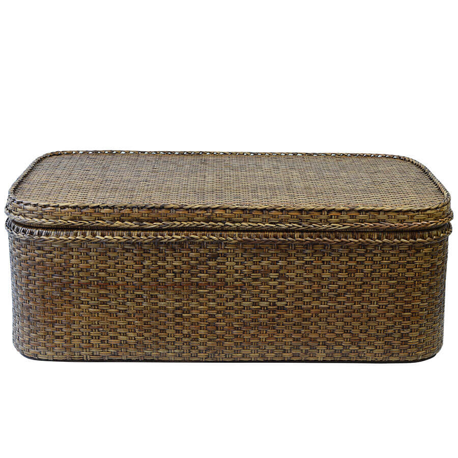 Chic Rattan Chest Coffee Table - Antique Brown