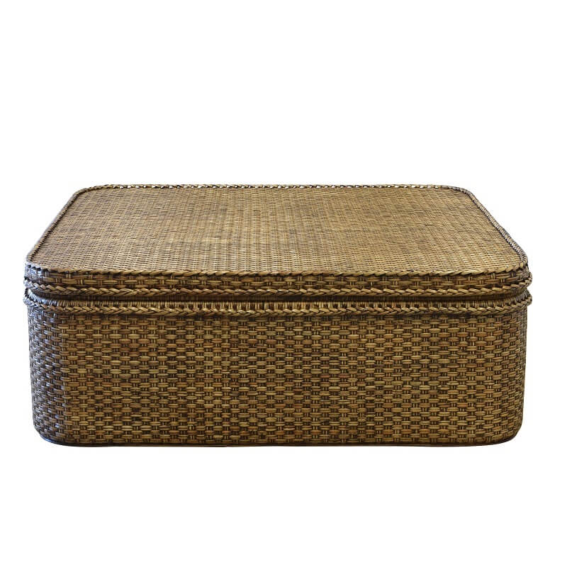 Chic Rattan Chest Square Coffee Table - Antique Brown