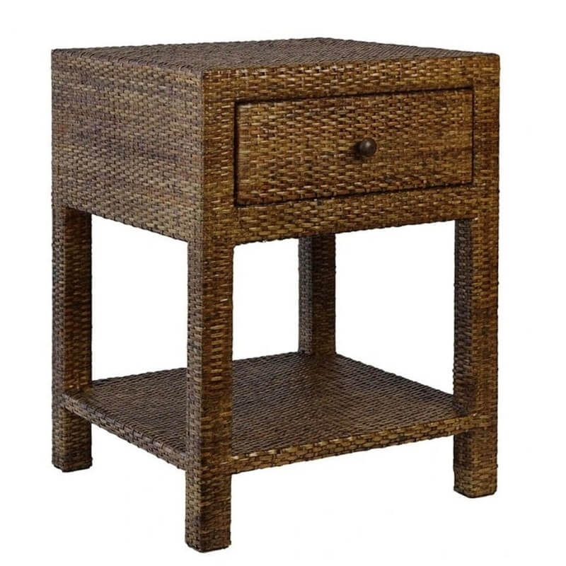 Chic Rattan Side Table - Antique Brown