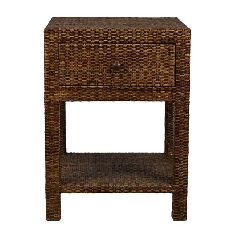 Chic Rattan Side Table - Antique Brown