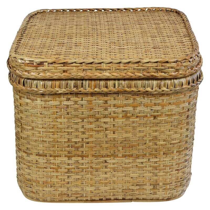 Chic Rattan Square Chest Side Table - Natural