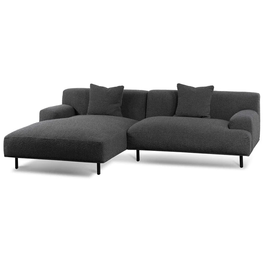 Chic and Sleek Left Chaise Sofa - Charcoal Boucle