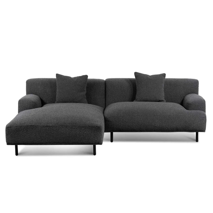 Chic and Sleek Left Chaise Sofa - Charcoal Boucle