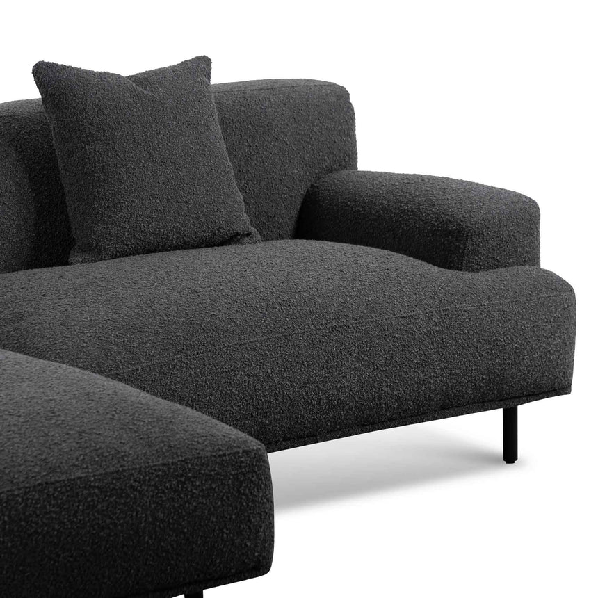 Chic and Sleek Left Chaise Sofa - Charcoal Boucle