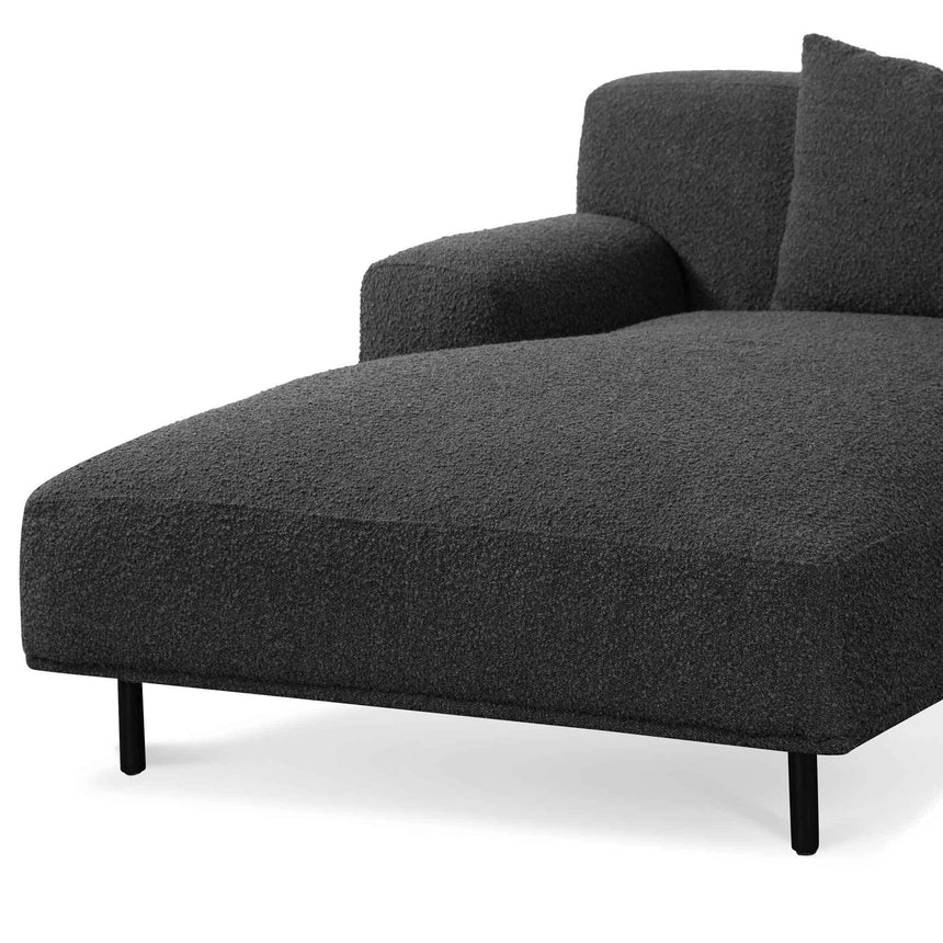 Chic and Sleek Left Chaise Sofa - Charcoal Boucle