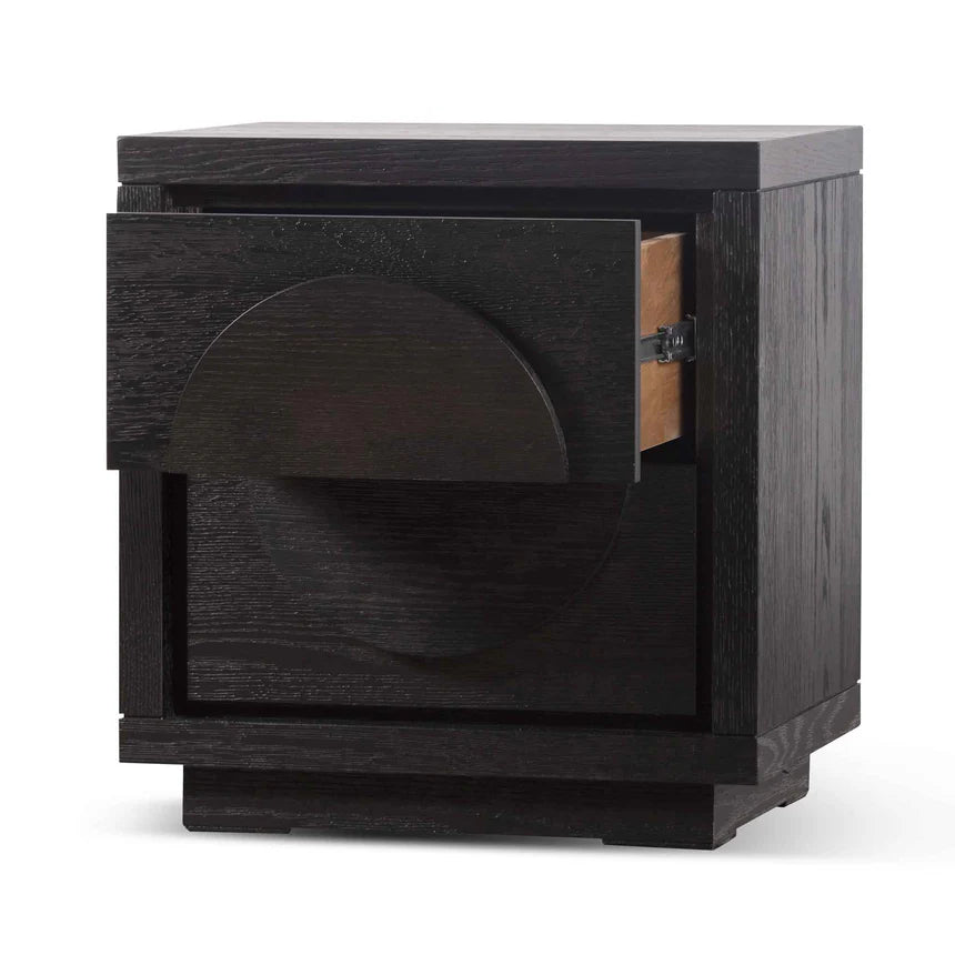 Chic and Versatile Bedside Table - Textured Espresso Black