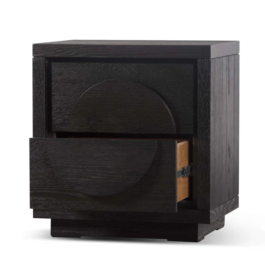 Chic and Versatile Bedside Table - Textured Espresso Black