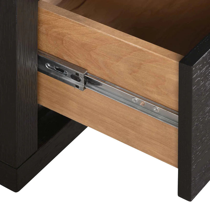 Chic and Versatile Bedside Table - Textured Espresso Black