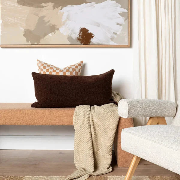 Chocolate Boucle Cushion with Feather Insert - 80x40cms