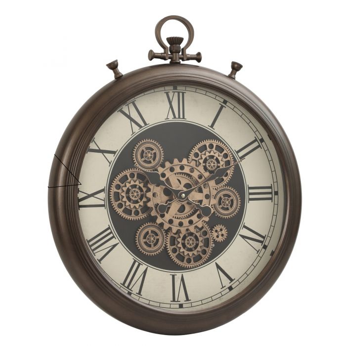 Chronograph Exposed Gear Movement Wall Clock - Chocolate