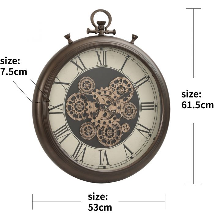 Chronograph Exposed Gear Movement Wall Clock - Chocolate