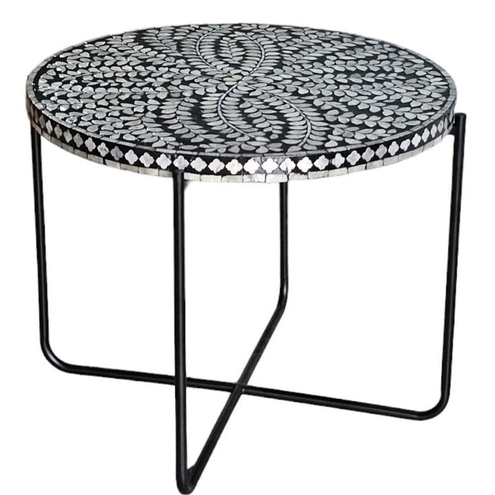 Claire Shell Inlay Coffee Table Black & White