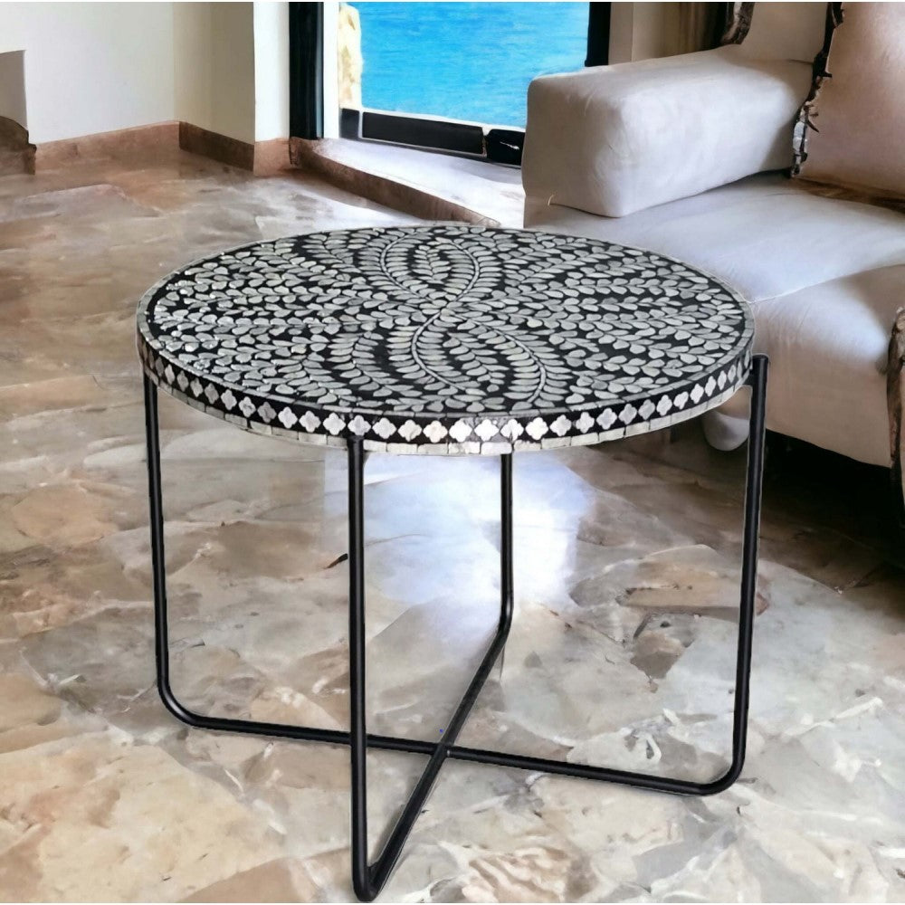 Claire Shell Inlay Coffee Table Black & White