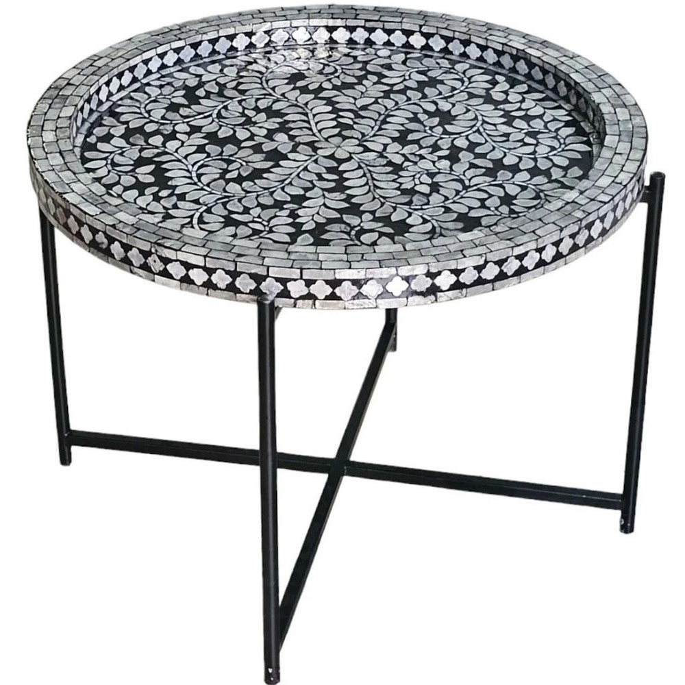 Claire Shell Inlay Coffee Table Black & White