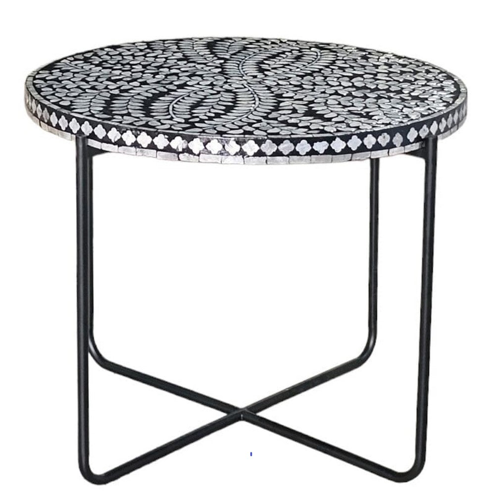 Claire Shell Inlay Coffee Table Black & White