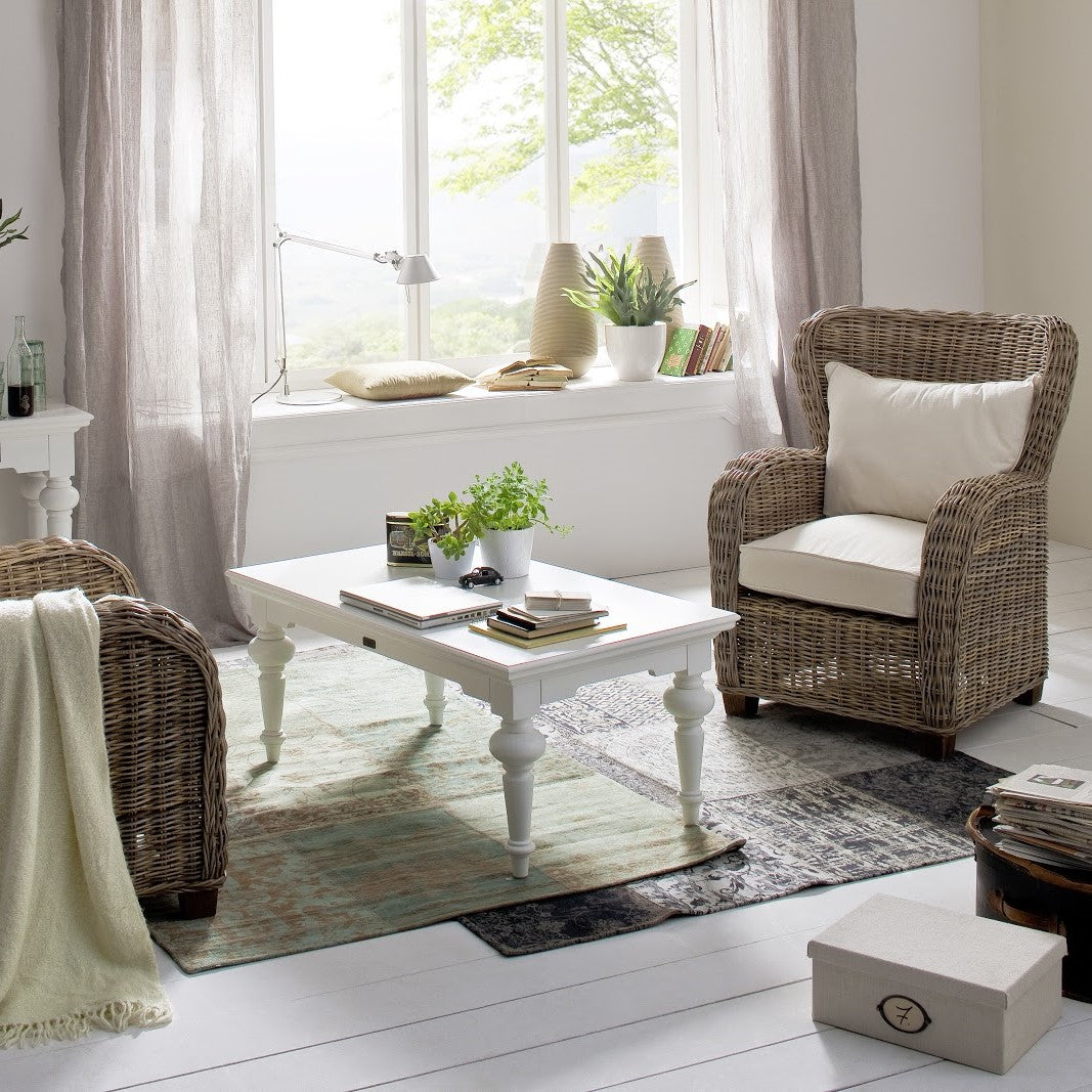 Classic Beveled Edged Coffee Table White