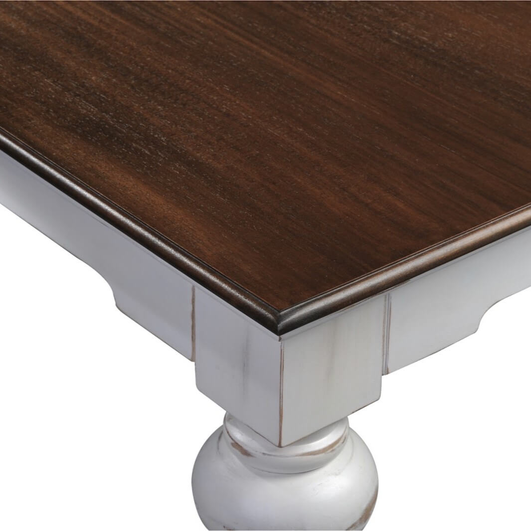 Classic Beveled Edged Square Coffee Table W/ Brown Top